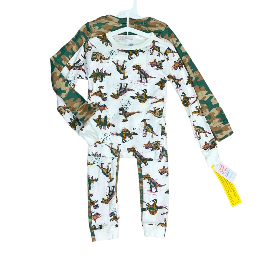 NWT Carter’s 4 Piece Cotton Pajama Set 6 Dinosaur Camouflage